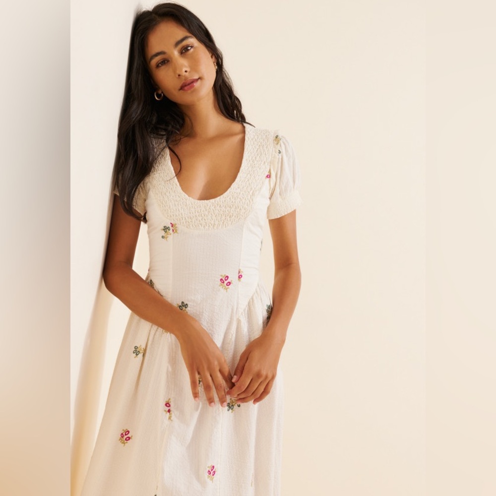 Free People embroidered Floral Midi Dress Sz-S